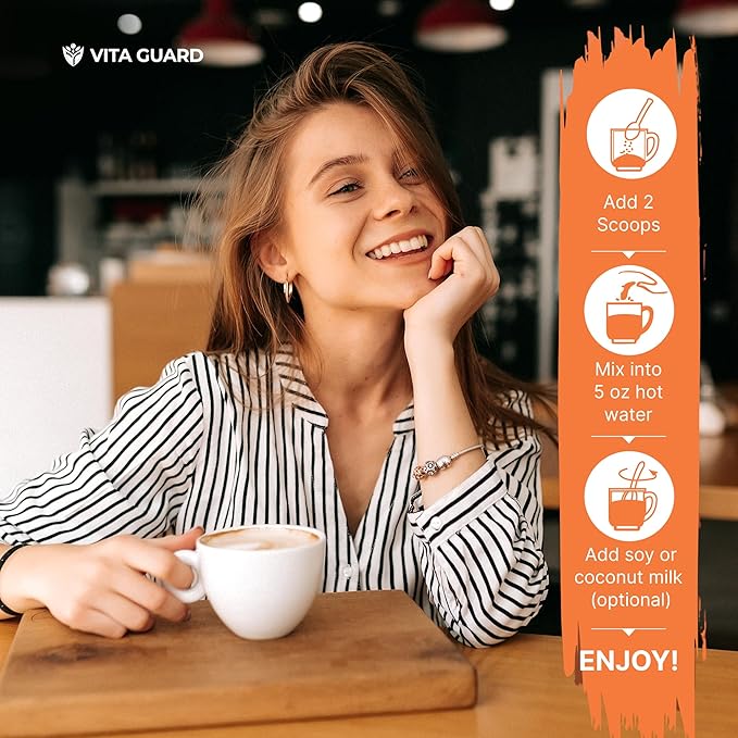 Vita Guard 10 Mushroom Coffee Instant Blend – Lion’s Mane, Cordyceps & Reishi – Premium Arabica with Coconut Powder – Focus, Energy & Immune Support | Cafe de Hongos – Rich & Smooth Adaptogenic Coffee