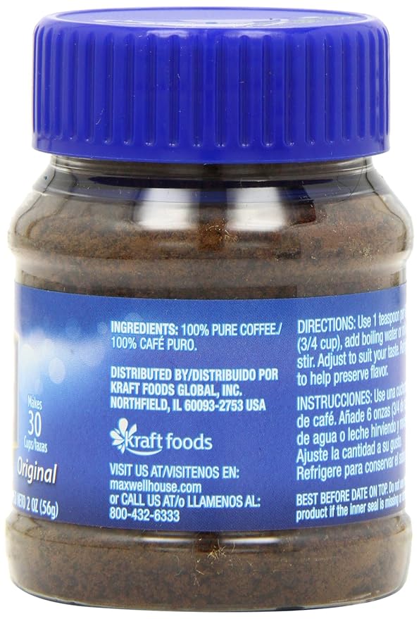 Maxwell House Original Medium Roast Instant Coffee (2 oz Jars, Pack of 12)