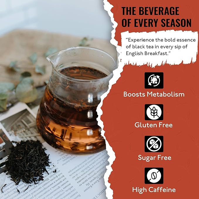 Tea Runners Organically Sourced English Breakfast Reserve Loose Leaf Black Tea | Premium Assam, Ceylon & Keemun Blend | Full-Bodied Rich Flavor with Caramel Notes | High-Caffeine Morning Tea - 5 oz