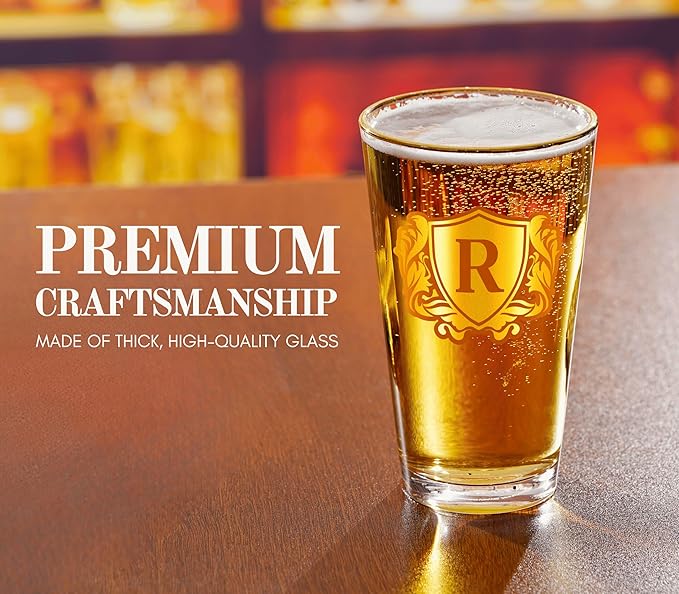 Onebttl Personalized Pint Glass for Men, Custom Alcohol Gifts for Beer Lovers, Unique Birthday, Christmas Gifts for Him, Dad, Husband, Boyfriend, Y