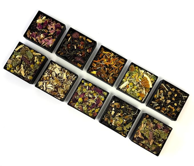 Pure And Easy Tea, Premium Tea Sampler Gift Box & Tea Infuser Brewing Mug, Tea Lovers Dream, 30 Count Tea Collection Makes 60 Cups