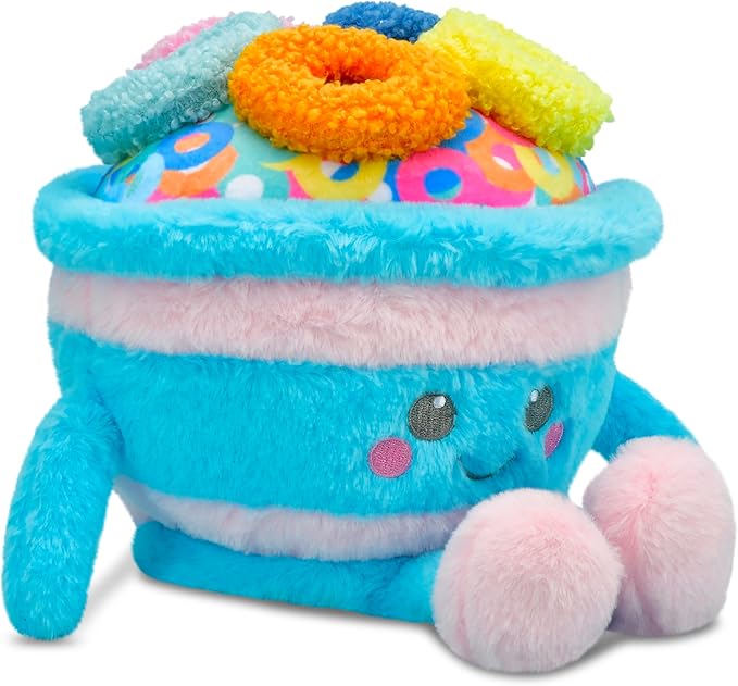 iscream Sweet Cereal Bowl 8" x 8" Fur and Fleece Embroidered Accent Mini Pillow