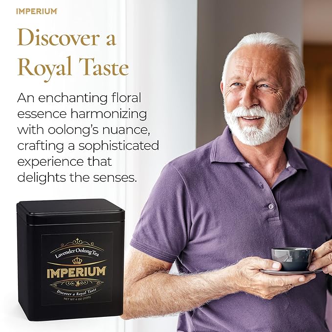 Imperium Lavender Oolong Tea Loose Leaf (4oz), Hand-Picked Premium Oolong, Brews 100 Cups, Naturally Calming Beverage, Fragrant Floral Notes, Smooth Aroma, Delicate Sweetness and Long Relaxing Finish