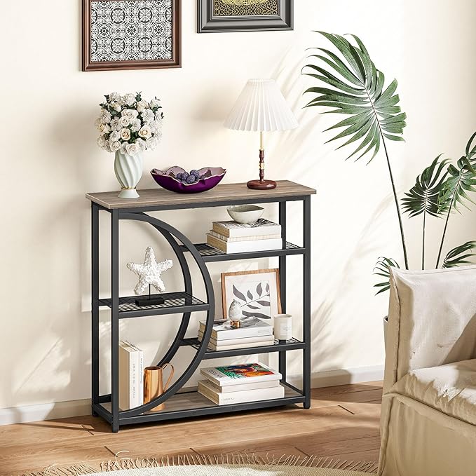 Snughome Entryway Table, Narrow Console Table, Industrial Sofa Table with 5 Tier Storage Shelves, Entrance Table for Hallway, Behind The Couch, Living Room, Foyer, Grey
