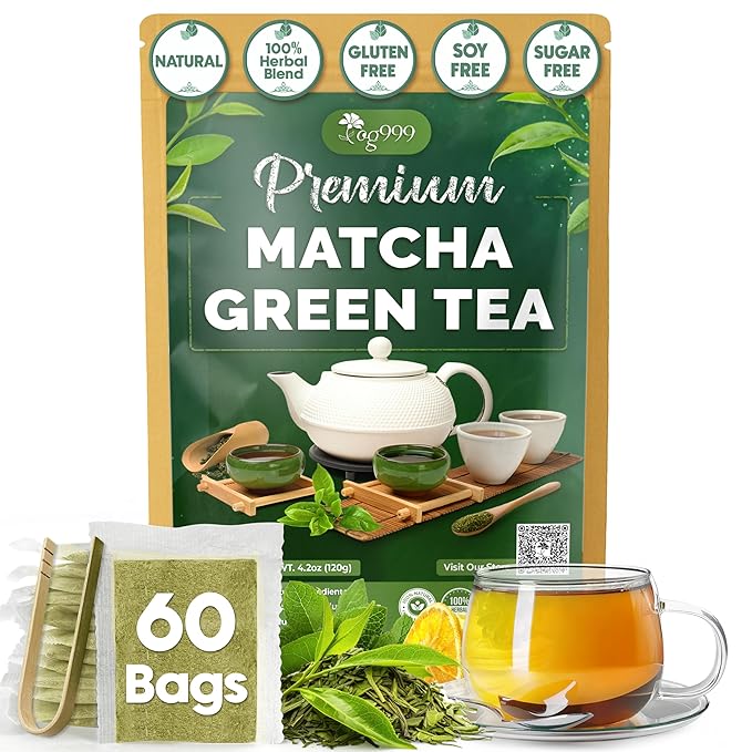 TOG999, Premium Matcha Green Tea Bags | 60 Count | Blend of Sencha, Green Tea, Spearmint & Orange Slices – Refreshing Flavor, Naturally Vibrant, No Gluten. Vegan.