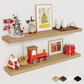 Fun Memories Floating Shelves for Wall, 36" Rustic Wood Deep Wall Mounted Shelves with Invisible Brackets for Decor & Storage, Floating Shelf for Living Room, Bathroom (Oak, Set of 2)