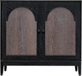 SANGO Arch 2-Door Accent Cabinet, Modern Black & Brown Storage Cabinet with Elegant Arched Doors, Adjustable Shelf, Sturdy Wooden Legs, Stylish Furniture for Living Room or Office Room