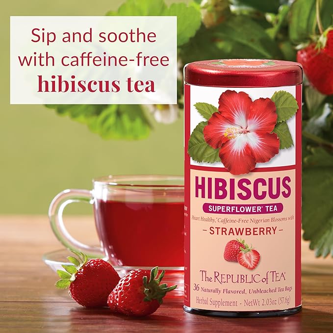 The Republic of Tea Hibiscus Strawberry Tea, 250 Tea Bags, Fruity Superflower Rosehip Tea