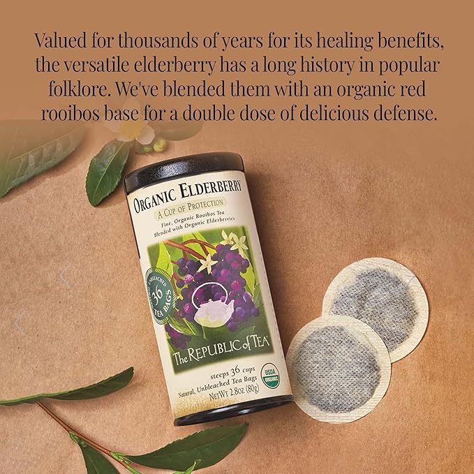 The Republic of Tea - Organic Elderberry Herbal Tea, 36 Tea Bag Tin