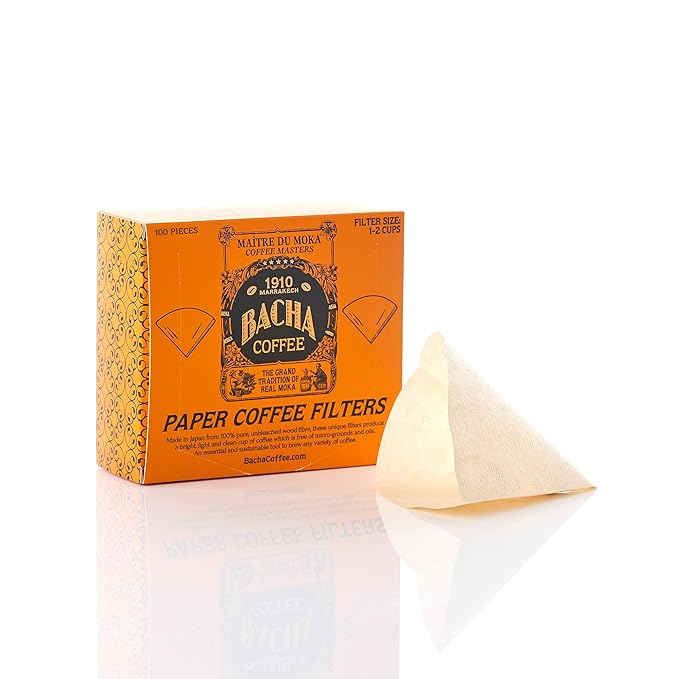 Bacha Coffee | Yellow Leopard Fine Blended Coffee, Autograph Collection, 100% Arabica Specialty Coffee, Ground Beans, Medium Roast, 250g & 100% Natural Wood Fibre Paper Filters, Small Bundle