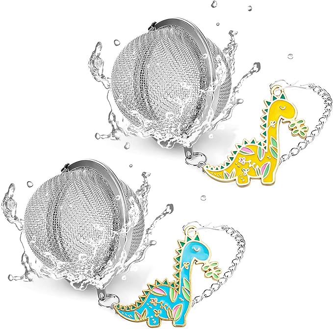 Dinosaur Tea Infuser Set - Elevate Your Tea Experience with Charming Dinosaur Charm Pendants and Superior Loose Leaf Tea Strainers, Cute Tea Extraction Filter Best Friend Gift (2 PCS)