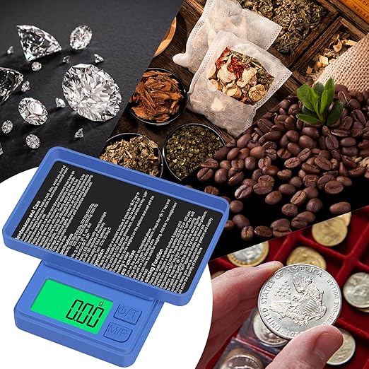 1000g/0.1g Pocket Gram Scale, Diyife High Precision Digital Kitchen Scale, LCD Display, 7 Units with Tare Function, Suit for Jewelry, Powder, Ounces, Blue