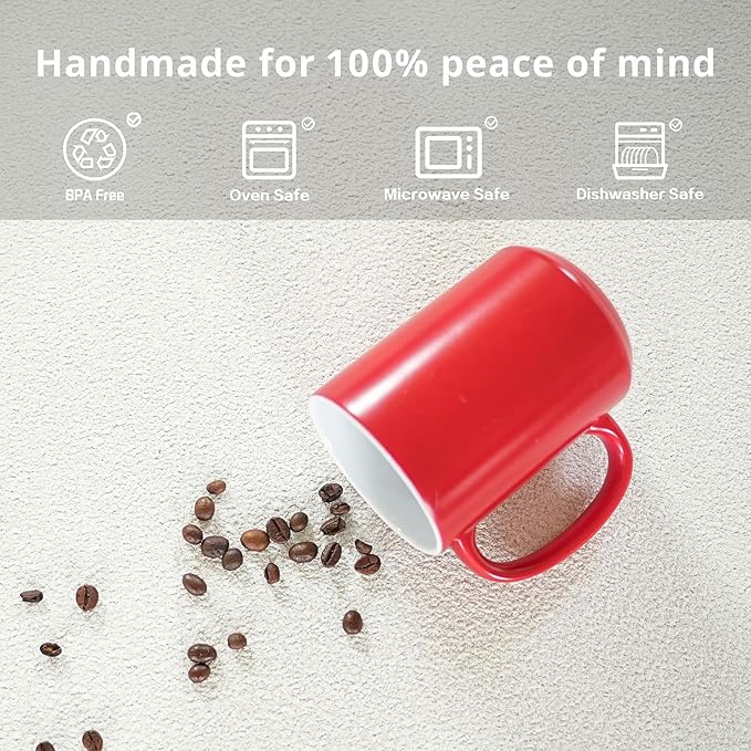 Ceramic 15oz Sublimation Coffee Mug in White Box, Color Change Red, Case of 12