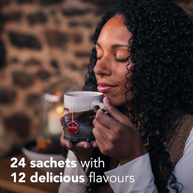 Pukka 2025 Advent Calendar Organic Tea Sampler, Selection of 24 Delightful Black & Green Tea Infusions, Christmas Gift Idea for Tea Lovers, 100% Organic