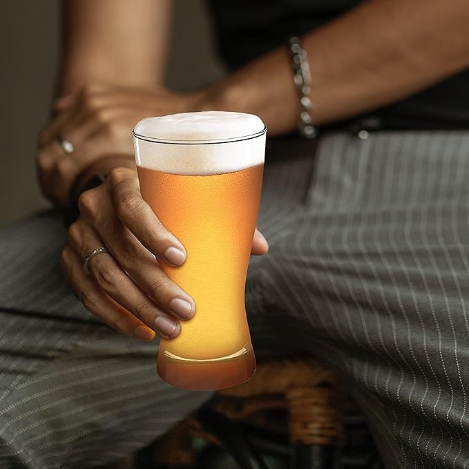 DISCOUNT PROMOS Pilsner Glasses 13.25 oz. Set of 12, Bulk Pack - Made in the USA, Perfect for Hotels, Restaurants, Bars and Even Party Favors - Red