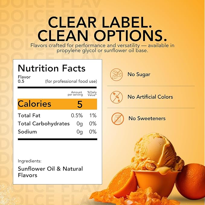 Dolce Flav Natural Orange Extract – 2 Ounce Oil-Soluble Kosher, Sugar-Free, Concentrated Citrus Flavor for Candy, Chocolates & Desserts, Includes Measured Dropper, Pack of 2