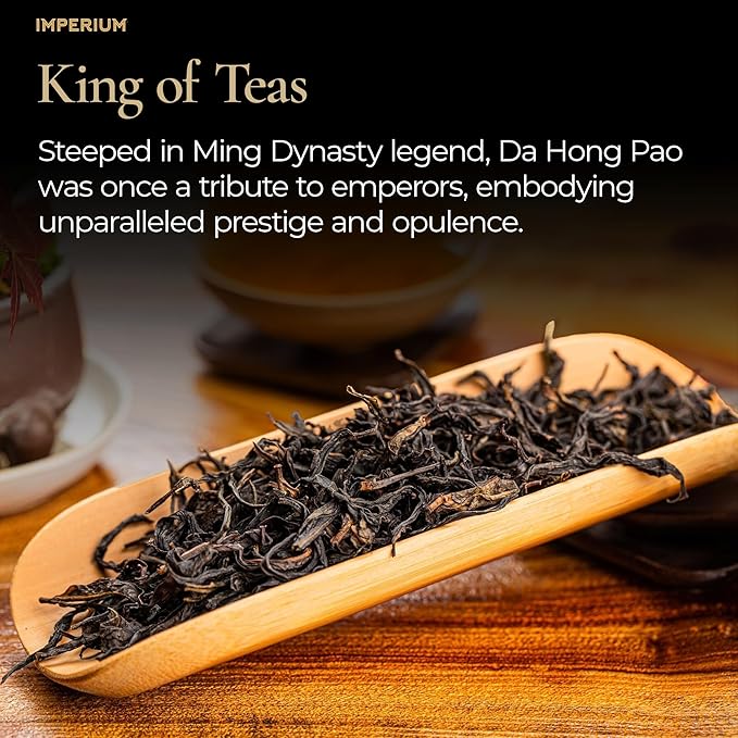 Imperium Da Hong Pao Loose Leaf Oolong Tea (4oz), Premium Hand-Picked Wuyi Mountain Rock Tea, Brews 100 Cups, Big Red Robe, Naturally Smooth and Rich, Harmonious Flavor and Sweet Aroma