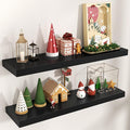 Floating Shelves for Wall, Engineered Wood Wall Shelves with Invisible Brackets for Living Room Bedroom Bathroom Office Kitchen Decor and Storage (Black, 36" W x 9" D x 1.5" H) Set of 2
