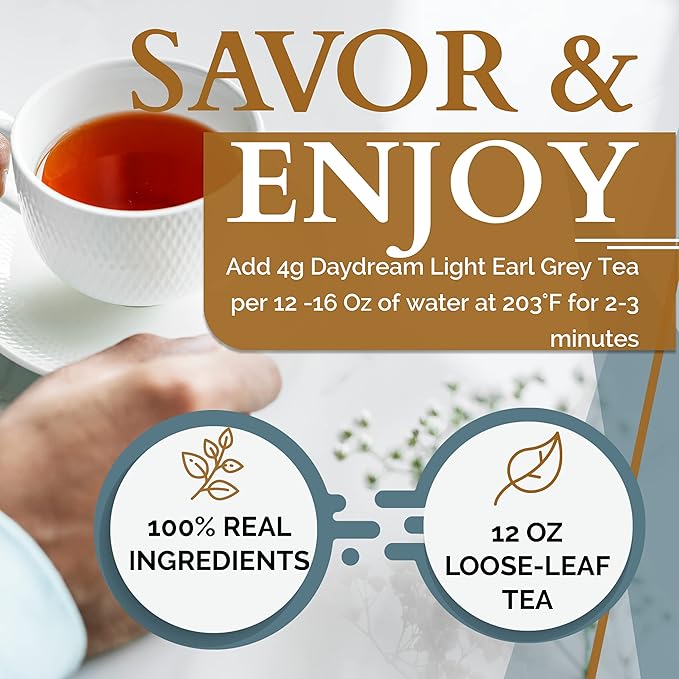 Orangic Eary Grey Loose Tea | BREAKFAST TEA | NATURAL ANTIOXIDANTS| 100% Real ingredients, 12 Oz Pure Loose-Leaf (150+ Cups) I By T SECRETEA, Daydream