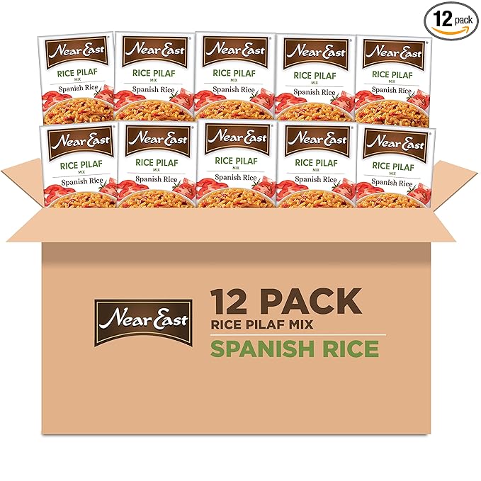 Near East Rice Pilaf Mix, Spanish Rice, 6.75oz Boxes (12 Pack)