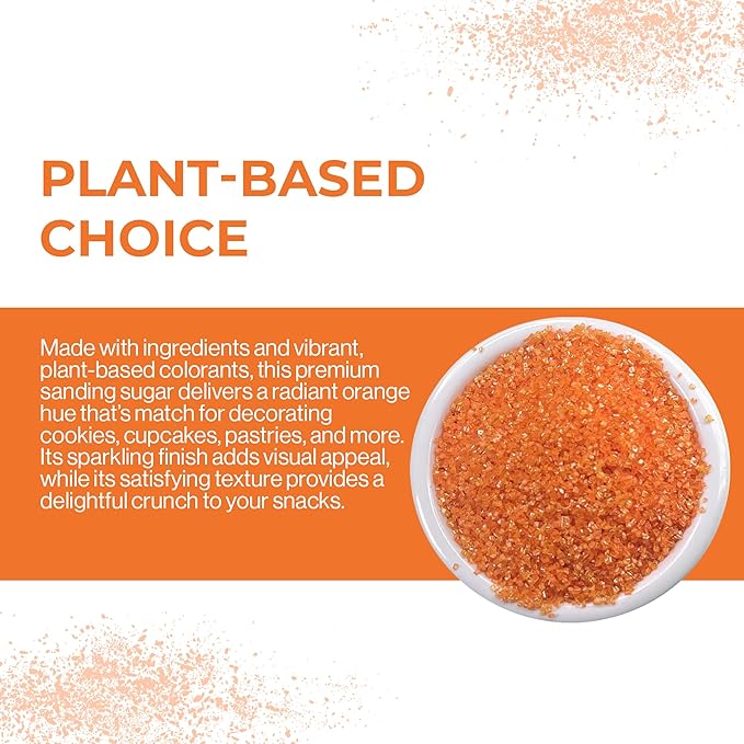 Ultimate Baker - Sanding Sugar, Orange - Vibrant, Naturally Colored Baking & Decorating Sugar, Perfect for Sprinkling on Cakes, Desserts & Ice Cream, Medium Crystal - 16oz