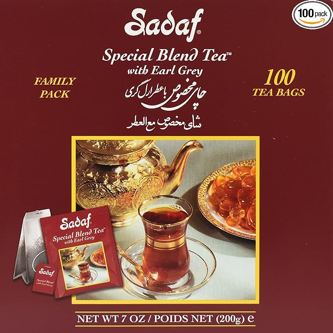 Sadaf Earl Grey Tea Bags | Special Blend Earl Grey Ceylon Black Tea | Product harvested in Sri Lanka | 100 bags (pack of 1)