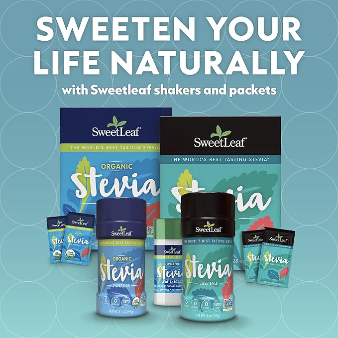 SweetLeaf Organic Stevia Powder Shaker Jar - Zero Calorie Sweetener with Stevia Leaf Extract, No Artificial Sweetener Additive, Sugar Free, Keto Friendly, Non GMO, Gluten Free - 3.2 Oz (Pack of 1)