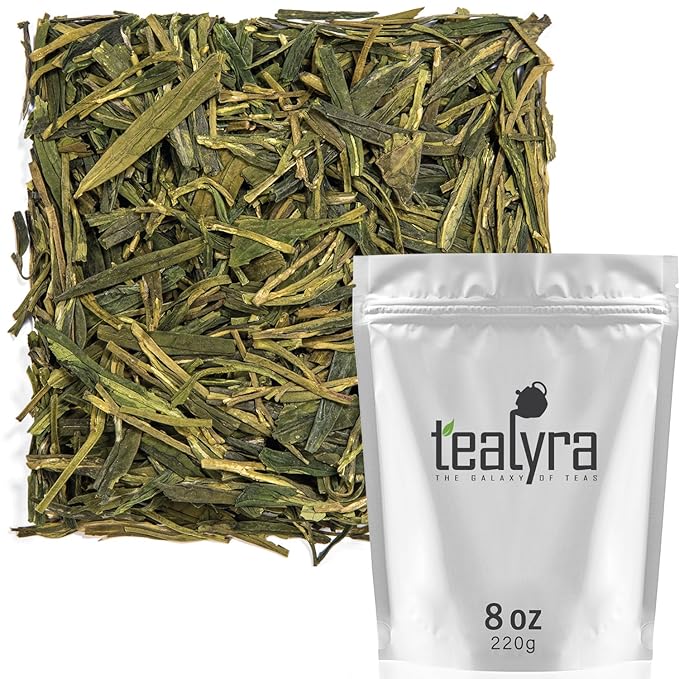 Tealyra - Premium Dragon Well - Long Jing - Green Tea - Famous Chinese Loose Leaf Tea - First Grade - 8-Ounce