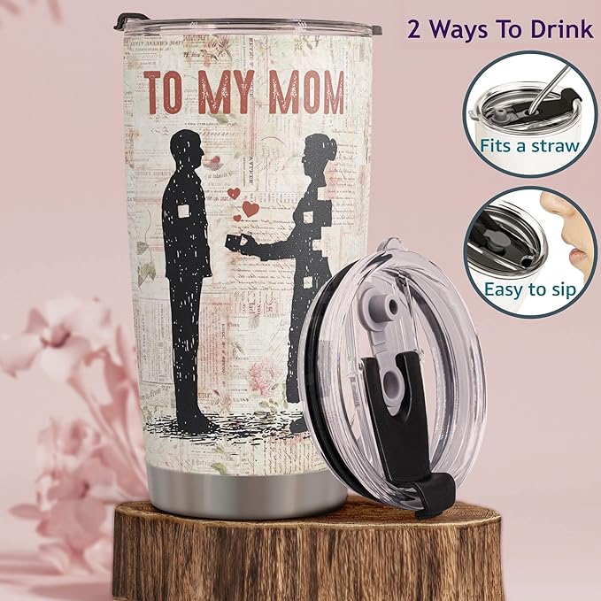 Macorner Mothers Day, Birthday Gifts for Mom, Women & Christmas Gifts From Son, Kids, Stainless Steel Tumbler 20oz