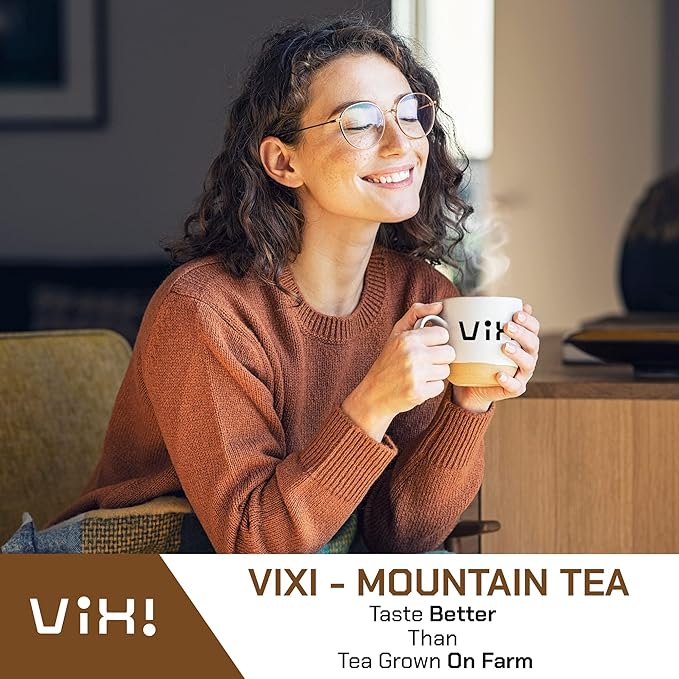 VIXI Green Tea Bags, 100 Counts, Vietnam's Mountain Tea, Antioxidant, Caffeinated, Tagless, Plastic Free, Balanced Flavored, 100% Natural for Hot, Iced and Cold Brew