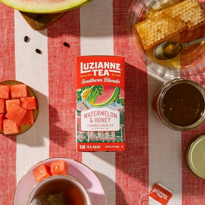Luzianne Southern Blends Watermelon & Honey Flavored Herbal Tea Bags, 18ct Box (Pack of 6)