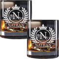 Personalized Whiskey Glass for Men, Custom Engraved Name & Initial Rocks Glasses, 11oz, Barware for Men, Father’s Day Gifts - Set of 2