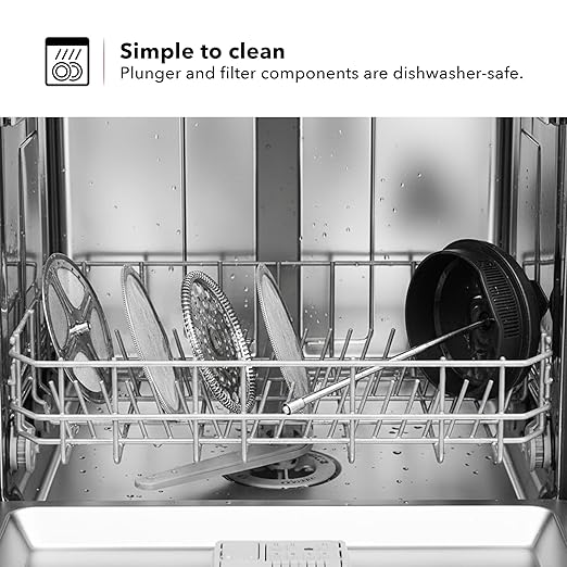 OVENTE French Press Coffee Maker 20 Ounce with Heat Resistant Borosilicate Glass & Stainless Steel 4-Level Filtration System, Portable Cold Brew Coffee Maker for Travel, Camping or Gift, Black FPB20B