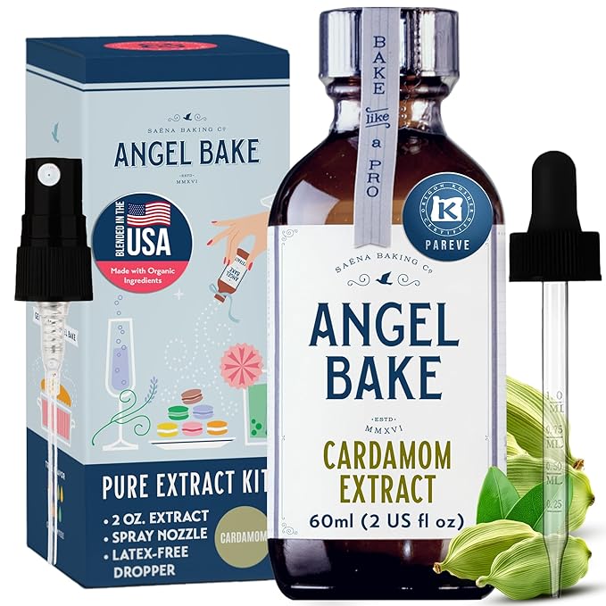 Pure Cardamom Extract for Baking and Mixology- 100 Servings Premium Natural Flavoring for Cooking, Desserts, Beverages - Kosher, Keto Friendly, Vegan & Gluten-Free (2 Oz Extract with Latex-Free Dropper & Spritzer)