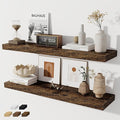 Fun Memories 36 Inch Floating Shelves, Wall Shelves Set of 2 for Bathroom/Living Room/Bedroom/Kitchen, Wall Mounted Floating Shelf for Home Decor with Invisible Brackets, Rustic Brown