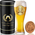 70th Birthday Beer Glasses Gifts, Personalized '1955' Vintage Glass Ware Set for Men, Black Gift Package with Drinking Glass, Coaster, and Card for 70 Years Old Man