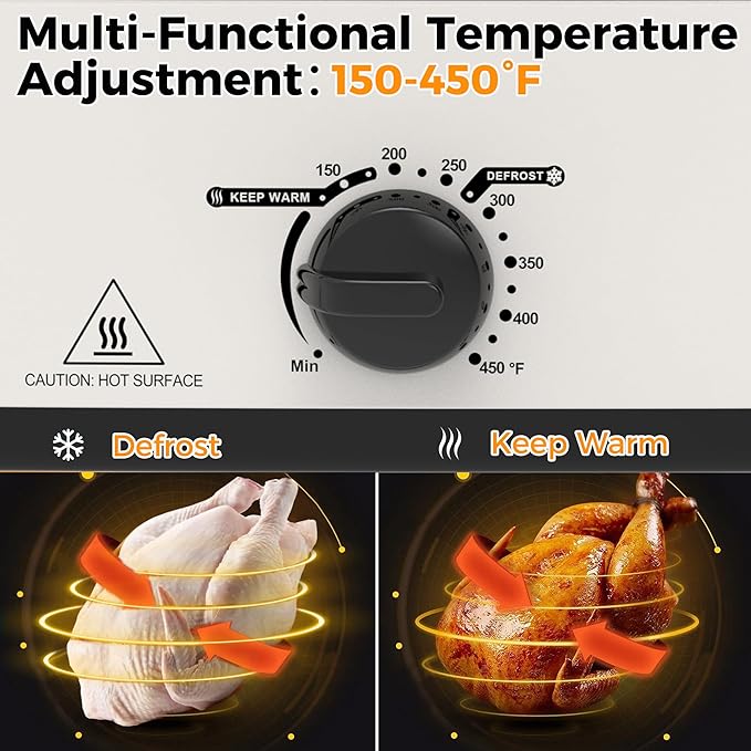 14 Quart Electric Roaster Oven, Turkey Roaster Electric, Roaster Oven Buffet, Selfbasting Lid, Removable Pan, Full-Range Temperature Control Cool-Touch Handles, White Body, Black Lid