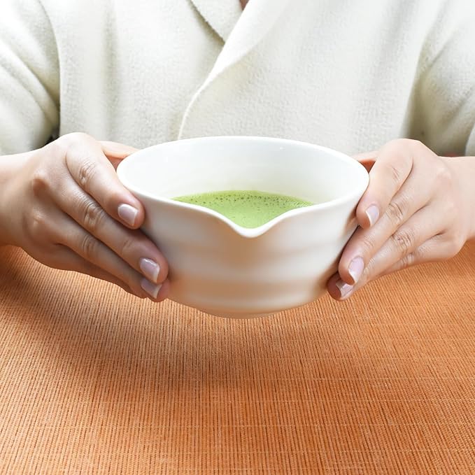 Artcome 7-Piece Matcha Tea Set - Complete Japanese Ceremony Kit with Bowl, Whisk, Scoop, Strainer & Guide, White