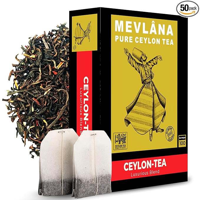 Mevlâna Pure Ceylon Tea Bags - Luxurious Blend | Premium Hand-Picked Black Tea with Rich Aroma & Flavor | Authentic Sri Lankan Tea