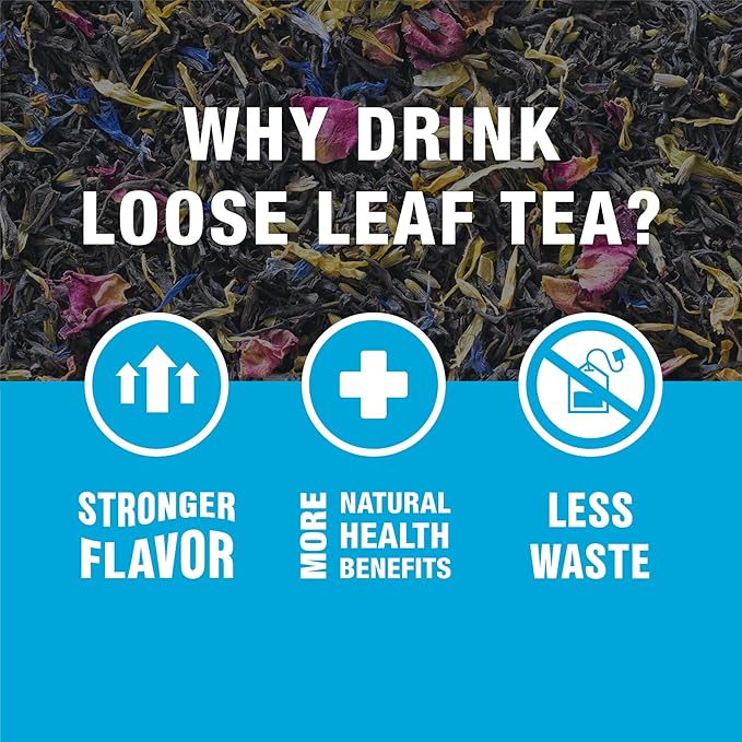 Tiesta Tea - Victorian Earl Grey, Loose Leaf, Floral Earl Grey Black Tea, Premium Blend, High Caffeinated Black, Make Hot or Iced Brews Up to 200 Cups, 16oz Resealable Bulk Pouch