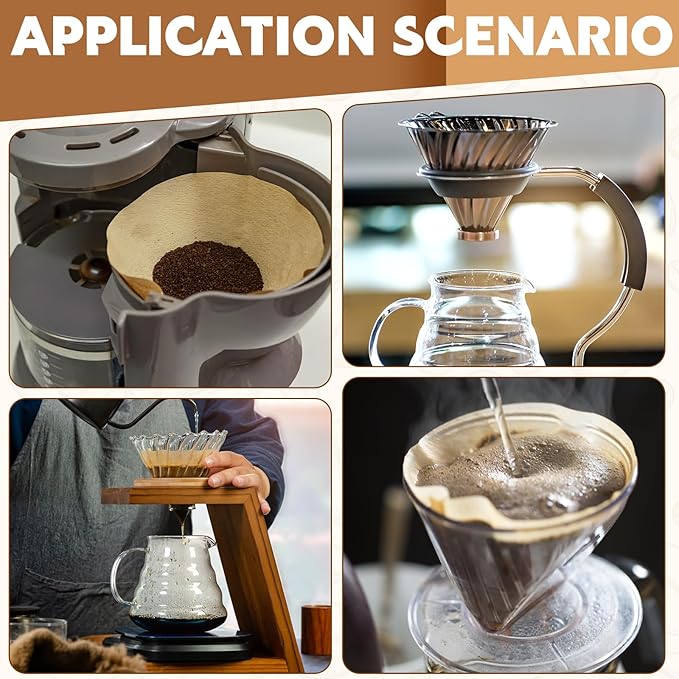 200 Count Cone Coffee Filters, Coffee Filters #1 Disposable, V60 Natural Unbleached Cone Paper Filter for Pour Over and Drip Coffee Maker, Suitable for Home Coffee Shop (1-2 Cup)