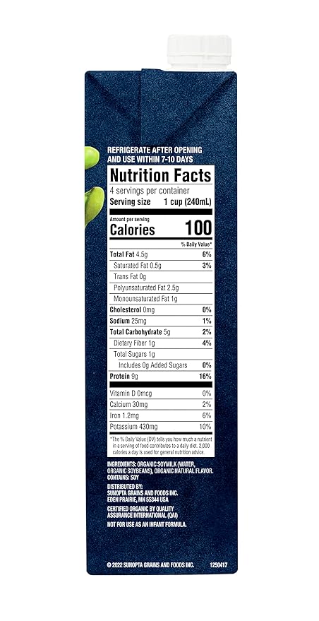 West Life Organic Soy Milk, Unsweetened Vanilla, 8g of Protein, Vegan Dairy Alternative, Lactose-Free, Shelf Stable, 32oz (Pack of 12)