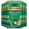 Twinings Peppermint Cheer Herbal Tea Individually Wrapped Bags, 20 Count (Pack of 6), Peppermint & Creamy Vanilla, Naturally Caffeine-Free, Enjoy Hot or Iced, 120 Teabags