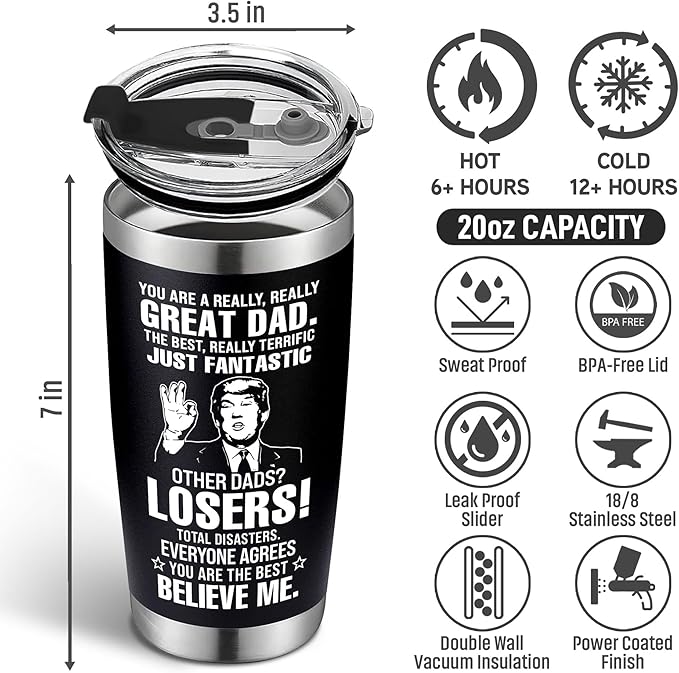 Christmas Gifts for Dad, Men - Gifts for Dad from Daughter, Son - Dads Birthday Gift Ideas, Happy Birthday gifts for Dads, Fathers - Best Dad Ever Gift, Present for dads - 20 Oz dad Tumbler