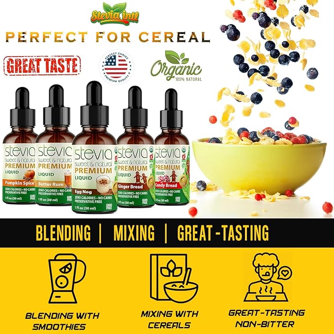 Stevia Intl - Holiday & Seasonal Special (Pack of 5). Premium Stevia Drops with 5 Flavors in Glass Bottles. 100% All-Natural Sweet, Non-Bitter, NON-GMO, Diabetic & Keto Friendly (1oz)