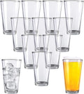 Pint Beer Glasses Set of 12 – 16 oz Tall Clear Drinking Glasses and All Purpose Tumblers – Heavy Base Cocktail, Water, Juice Glass – Pub Style Design For Home Dining, Bars, and Parties