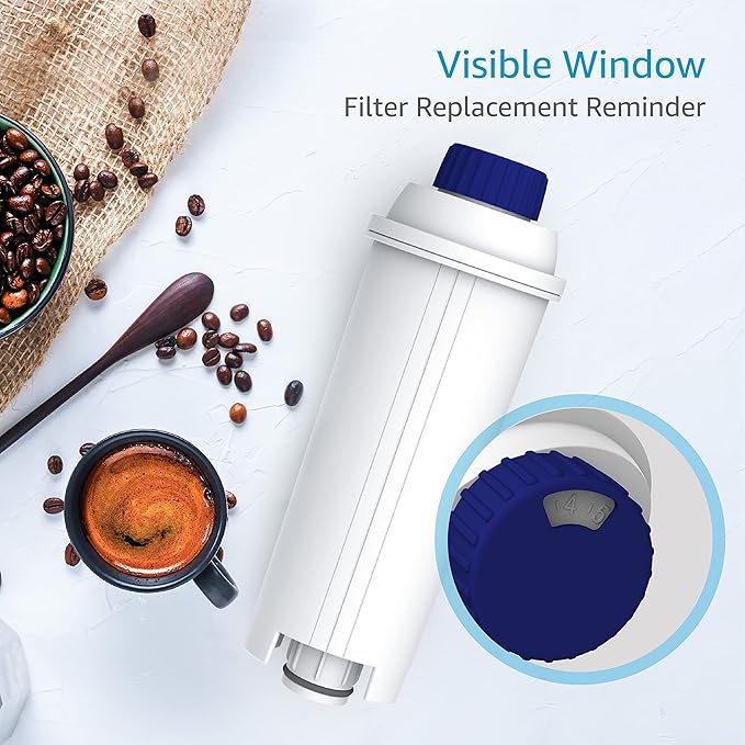 AQUA CREST Coffee Water Filter, Compatible with De'Longhi® Filter, DLS C002 De'Longhi® Water Filter, ECAM/EPAM/ETAM All Series, EC680, 4 Packs
