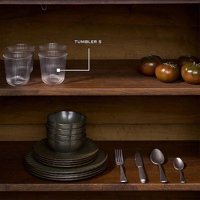 Serax Small Drinking Glasses Drinking Set of 4 | Inku Glassware by Sergio Herman | Clear Glass Tumbler Cups without Lids | Home Essentials, Cocktail Glasses | Drinks, Beer, Juice, Water