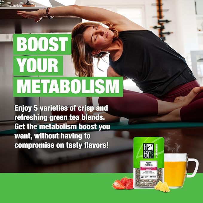 Tiesta Tea - Green Loose Leaf Tea Gift Set, Medium Caffeinated Assorted Blends, 5 Pouches of Hot & Iced Brews Variety Pack, Chinese Gunpowder, Chinese Jasmine, & Fruity Green