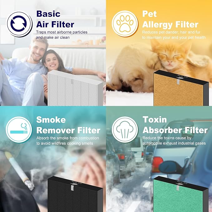 116130 Replacement Filter H for Winix 5500-2 AM80 Plasmawave Air Purifier, True HEPA Filter and Activated Carbon Filter Combo Pack, 2 Set